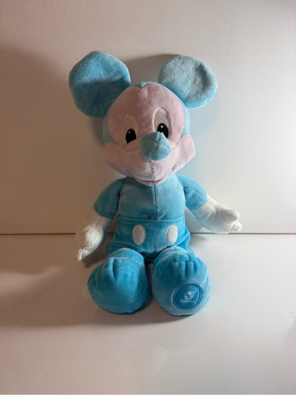 Disney store 15” Blue Mickey Mouse Bean Plush EUC